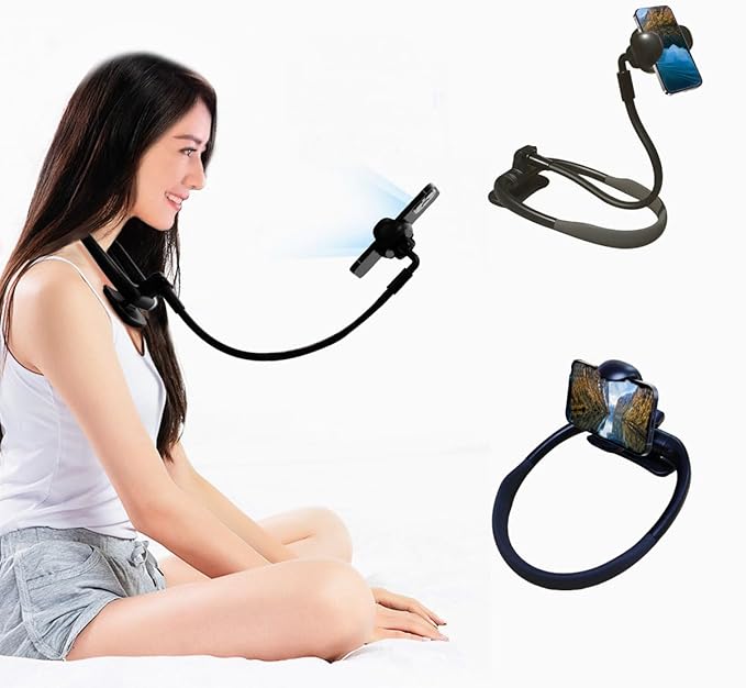 Cell Phone Stand Neck Phone Holder Hand Free Flexible Gooseneck 360° Rotation Adjustable Phone Holder for Bed Universal Multi-Functional Phone Stand for 4.7''-6.7'' Phone