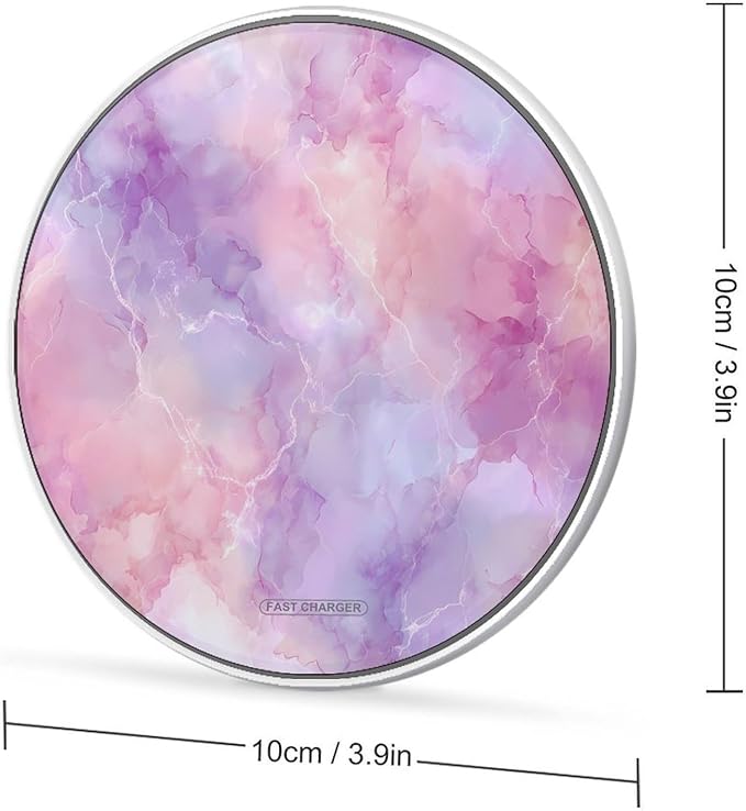Purple Pinkcolor Marble Fast Portable Charger 10W Funny Graphic Phone Charging Pad with USB Cable