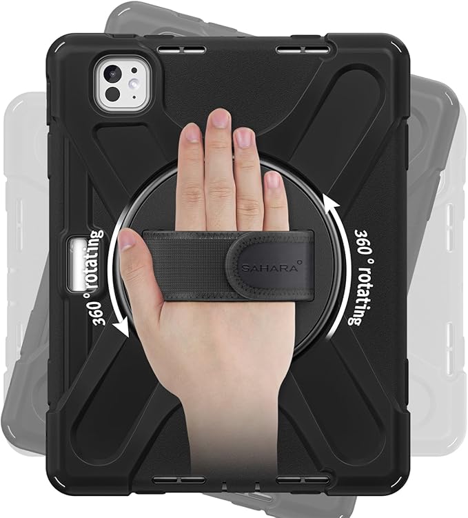 Sahara for iPad Pro 11-inch (M5 2025 / M4 2024) Case - Heavy-Duty Protective Cover with Screen Protector Kickstand Rotating Hand Strap &amp Shoulder Strap Raider-X Series
