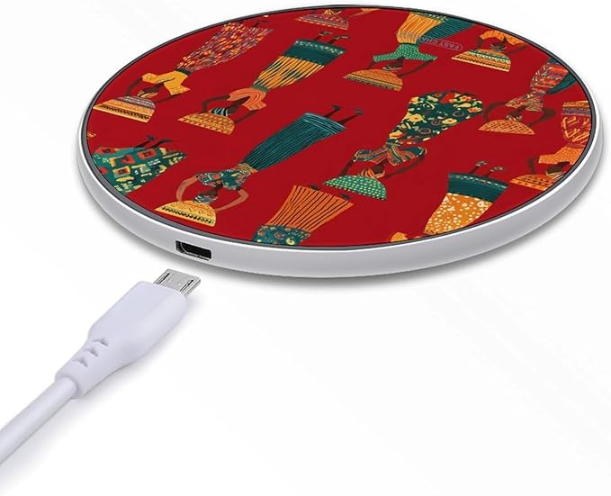 African Tradition Women Dance Phone Charger Magnetic Charging Pad Anti-Slip with USB Cable