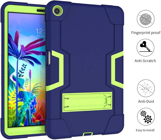 Mignova Case for LG G Pad 5 10.1 inch Tablet Case Hybrid Kids Friendly Shockproof Hybrid Case Come with for LG G Pad 5 10.1 inch FHD Tablet 2019 Tempered Glass Screen Protector (Navy/Green+1 Pcs)