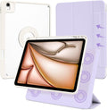 Case for iPad Air 11 M4/M3/M2 2026/2025/2024 iPad Air 10.9 5th/4th 2022/2020 iPad Pro 11 4th/3rd/2nd 2022/2021/2020 with Pencil Holder Vertical Stand Detachable Magnetic Lilac+White