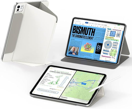 Feams for iPad Pro 11 Inch Case M5/M4 2025/2024 Slim iPad Pro 11 Inch M5/M4 Case 2025/2024 Magnetic Detachable Clear Back with Horizontal Adjustable Stand &amp Vertical Stand &amp Auto Sleep Cream