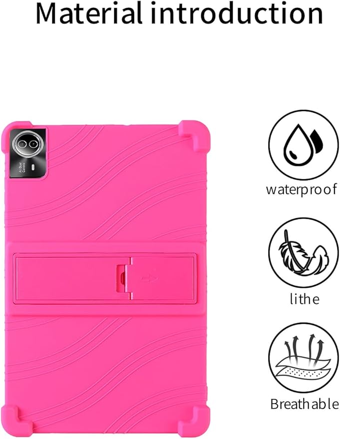 for Urao G140L 14 Inch Tablet CaseBOVUGAC Soft Silicone Adjustable Stand Shockproof Kids Friendly for Higrac G140L 14 Tablet(Rosered)