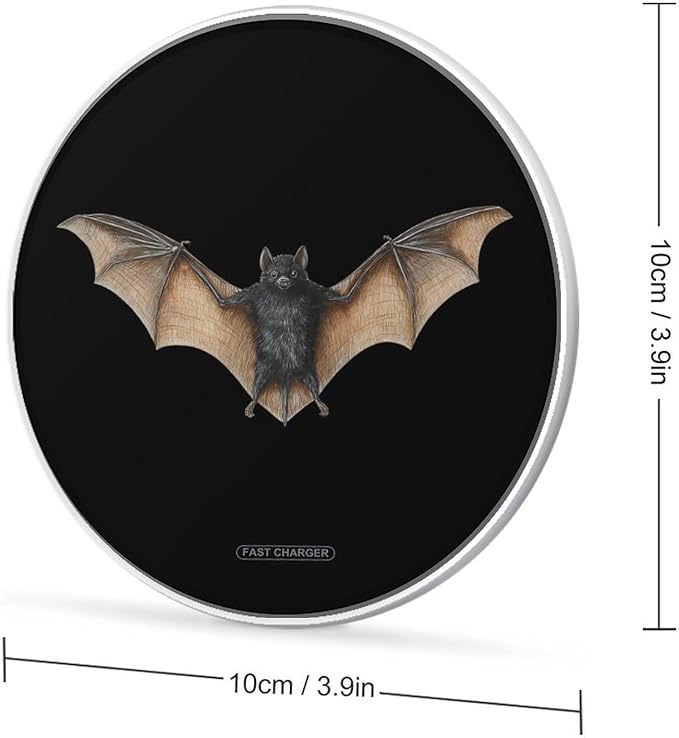 Bat with Wings Fast Portable Charger 10W Funny Graphic Phone Charging Pad with USB Cable