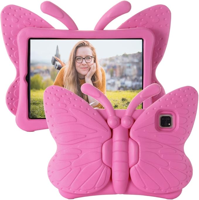 iPad Air 5th /4th Generation Case Kids iPad Pro 11 inch Case for Girls Cute Butterfly Shockproof EVA Foam Stand Cover for 11 iPad Pro 2022/2021/2020/2018 and 10.9 iPad Air 2022/2020 Rose