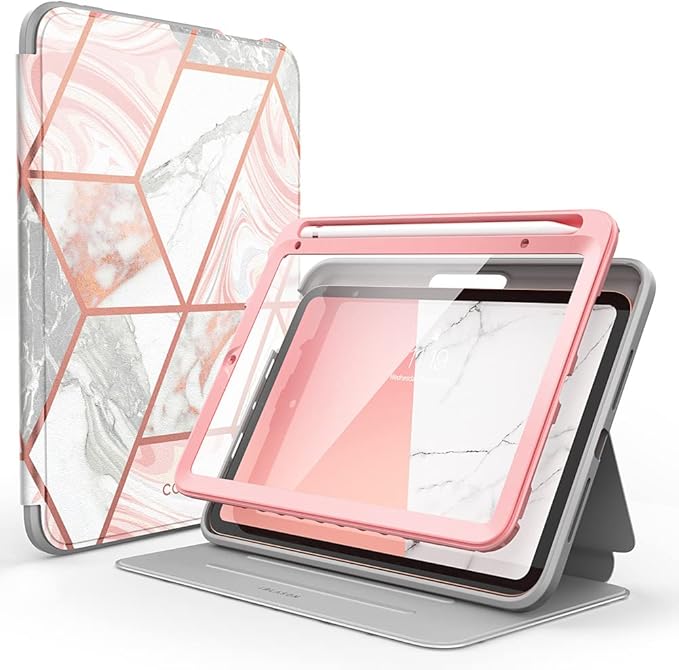 i-Blason for iPad mini 7 Case (A17 Pro 2024) iPad mini 6 Case (2021) 8.3 inch Full-Body Trifold with Built-in Screen Protector Smart Cover with Auto Sleep/Wake &amp Pencil Holder Cosmo Series(Marb