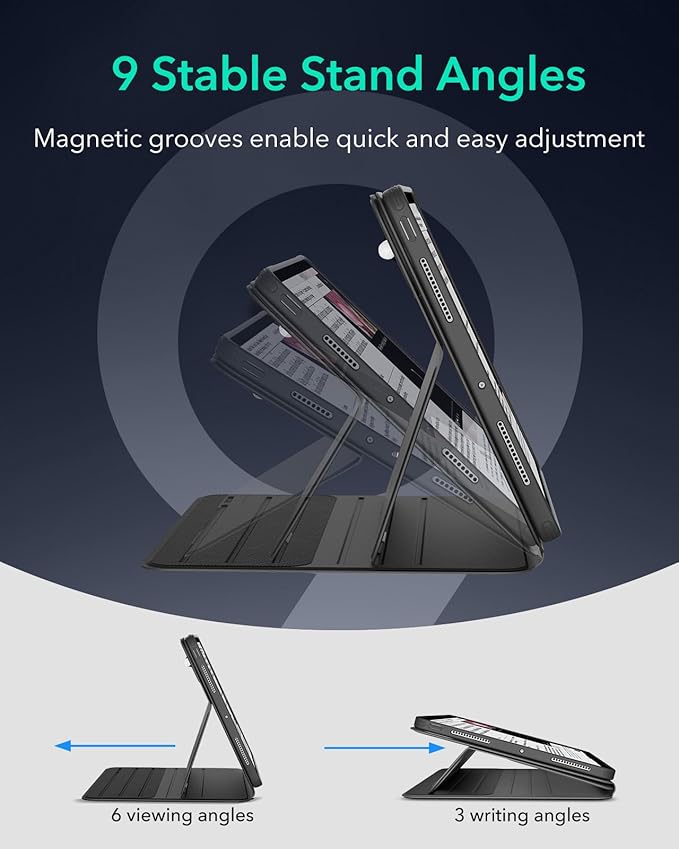 ESR for iPad Pro 13 Inch Case (M5/M4) 2025/2024 Rotating Case with Removable Magnetic Cover Adjustable Portrait/Landscape Stand 9 Standing Angles Shift Series Black