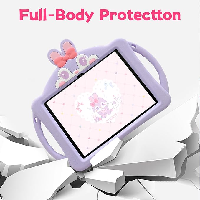 for Samsung Galaxy Tab A9 Plus Shockproof Case for Kids Girls with Adjustable Shoulder Straps and Handle Cute Rabbit Soft Silicone Tablet Cover for Galaxy Tab A9 Plus 11'' 2023(Purple)