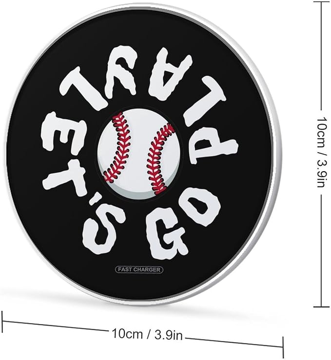 Let's Go Play Baseball Fast Portable Charger 10W Funny Graphic Phone Charging Pad with USB Cable