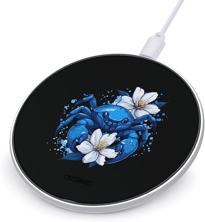 Crab Flower Wireless Charger Anti-Slip Wireless Charging Pad Slim Charger Mat for Men Women