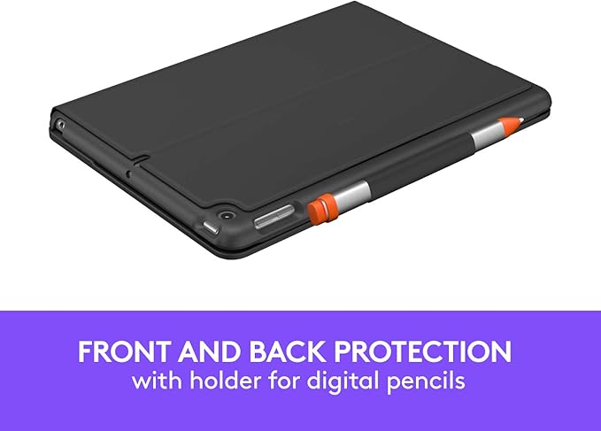Logitech iPad (7th 8th and 9th Generation) Keyboard Case | Slim Folio with Integrated Wireless Keyboard (Graphite) 7.3 x 10.1 x 0.9