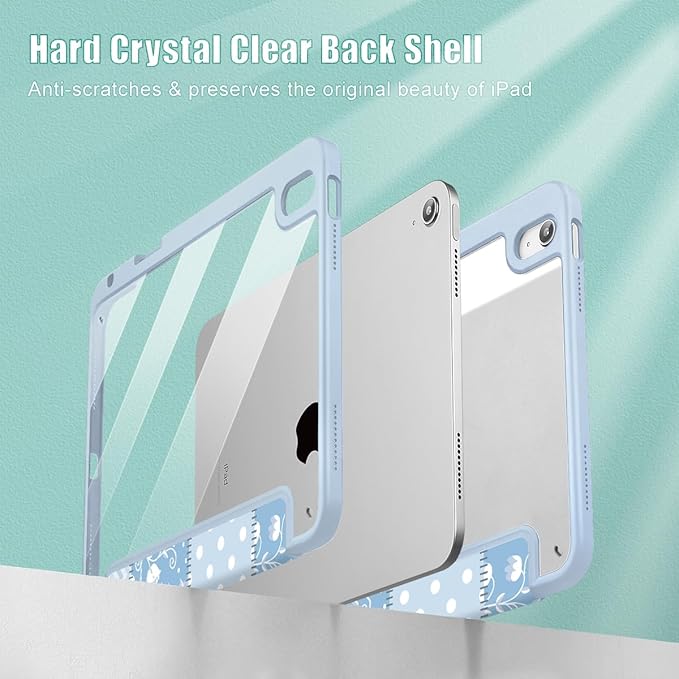 Tuiklol Case for iPad 11 inch (A16 Chip) 2025 Gen 11th / iPad 10.9 inch 2022 10th Gen Buit in Pencil Holder with Shockproof Cover Clear Transparent Back Shell Auto Wake/Sleep Patchwork Floral