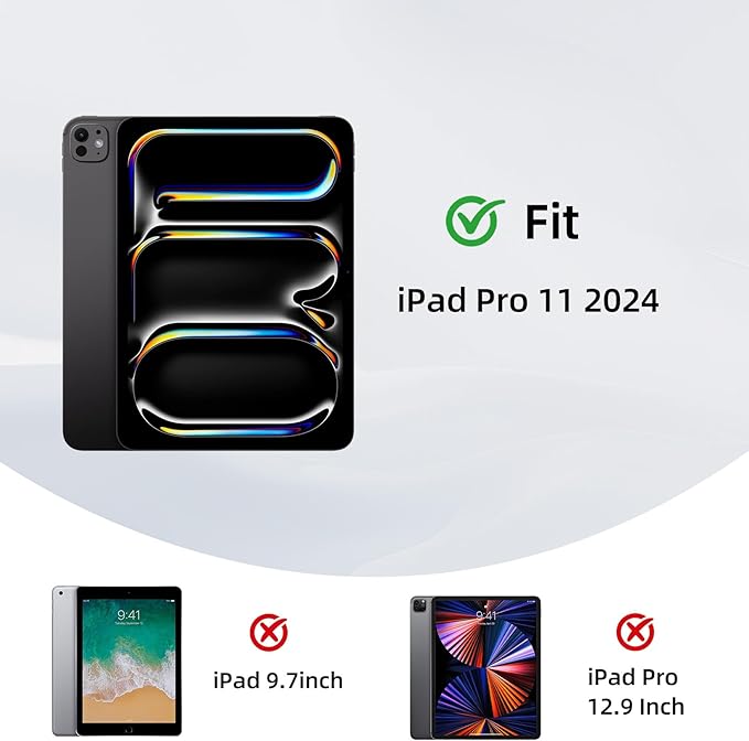 for iPad Pro 11 2024 Case with Pencil Holder Foldable Y-Shaped Protective Cover Stylish Clear Multi-Angle Viewing &amp Auto Sleep/Wake Black Cat Wildflower Field Tablet Case