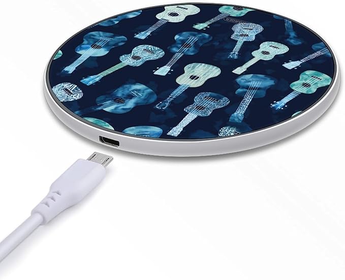 Ukuleles Guitar Tie Dye Fast Portable Charger 10W Funny Graphic Phone Charging Pad with USB Cable