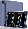 ZryXal New iPad Pro 13 Inch Case (M5) 2025 / (M4) 2024 with Pencil Holder Smart iPad Case [Support Pencil Pro and Pencil (USB-C)] Support Touch ID and Auto Wake/Sleep (New Lavender)
