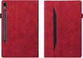 for Samsung Galaxy Tab S10 FE+ / S10 FE Plus 13.1 Inch X620 / X626B Tablet PC Case Bracket Type Adjustable Fixing Strap Card Slot Tablet Cases(Vermelho)