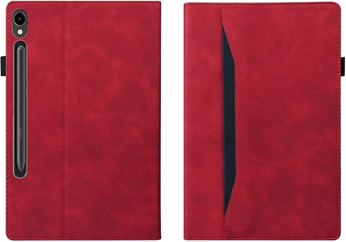 for Samsung Galaxy Tab S10 FE+ / S10 FE Plus 13.1 Inch X620 / X626B Tablet PC Case Bracket Type Adjustable Fixing Strap Card Slot Tablet Cases(Vermelho)