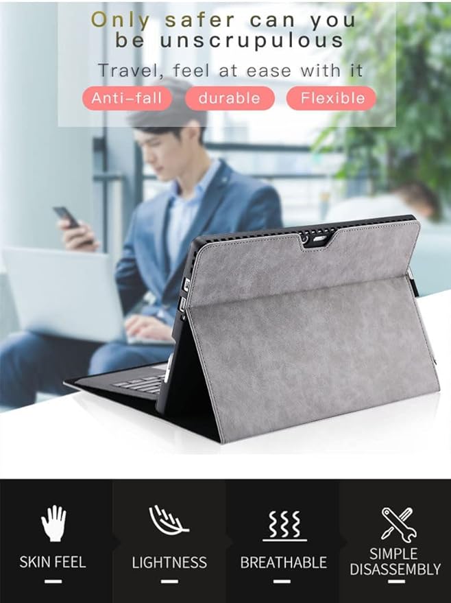 Protective Case for Surface Pro 7/Pro 6/Pro 5/Pro 4 TabletSurface12.3 Inch Case Compatible with Type Cover Keyboard Business Cover with Pen HolderGray