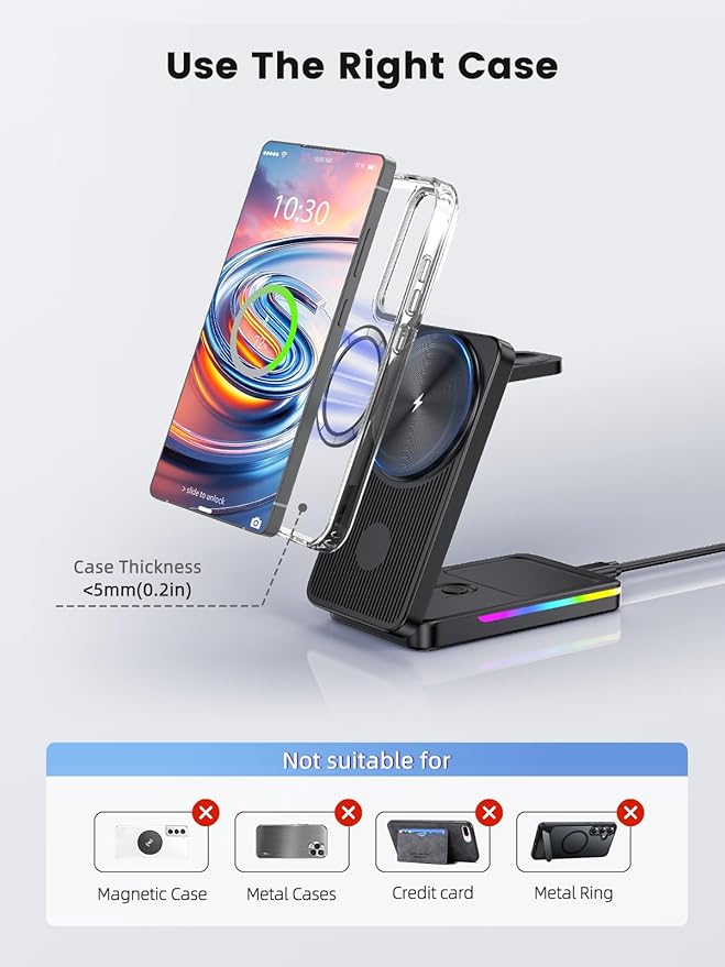 Wireless Charger for Samsung 3 in 1 Charging Station for Samsung - Magnetic Android Charging Station for Galaxy S26 Ultra/Z Fold/Flip &amp Buds4 Pro - Nightstand Organizer &amp Bedside Charger for