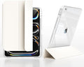 Case for iPad 9th/8th/7th Generation 2021/2020/2019 (10.2 inch) Case with Pencil Holder Slide Detachable Magnetic Trifold Stand Shockproof Slim Cute Clear Back Protective Cover (Cream)