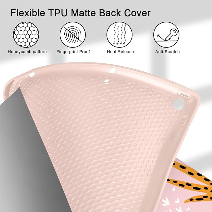 Mektron Designed Printed iPad 10.2 Case 9th Gen (2021)/ 8th Gen (2020)/ 7th Gen (2019) with Pencil Holder Slim Stand Protective Case with Soft TPU Back for iPad 10.2 Inch Colorful Cacti