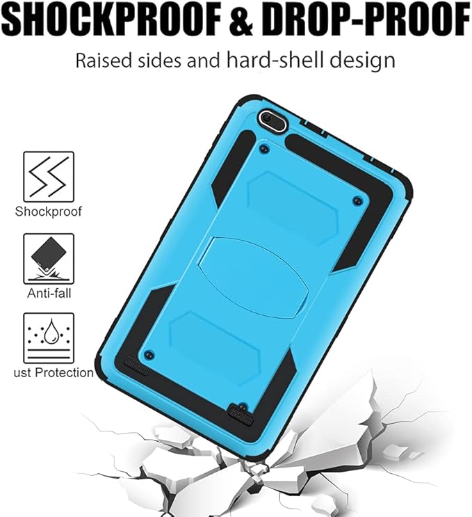 Mignova for NUU Tab 8 Tablet T0801L T0802L Gateway Tab 8 Case FOXXD T8 Sunshine T1 Elite Shockproof Rugged Hard Back Case + Tempered Glass Screen Protector Film for FANGOR F-863 (Blue/2 Pcs)