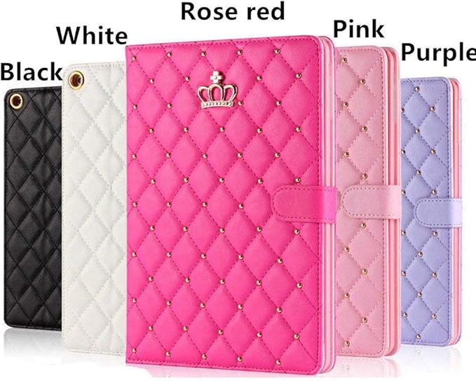 for iPad 9.7 Inch 6th/5th Generation 2018/2017 CaseiPad air 2/iPad AirCrown Bling Diamond Cute PU Leather Smart Auto Sleep/Wake Folio Stand Shockproof Cover for Apple iPad 9.7 Inch (White)