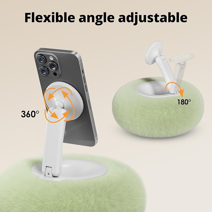 Magnetic Phone Pillow Stand Phone Holder for BedLapDesk Cozy Pillow Stand with Snack Bowl and 2 Magnetic Rings Compatible with 3.5-7 iPhoneE-Reader Kindle Green