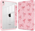 Case for iPad Air 11'' (M4 2026/M3 2025/M2 2024)/ iPad Air 10.9'' Air 5th /4th Gen Shockproof Cover with Clear Back Shell &amp Penceil Holder Auto Wake/Sleep Stand Cover Pink Bows