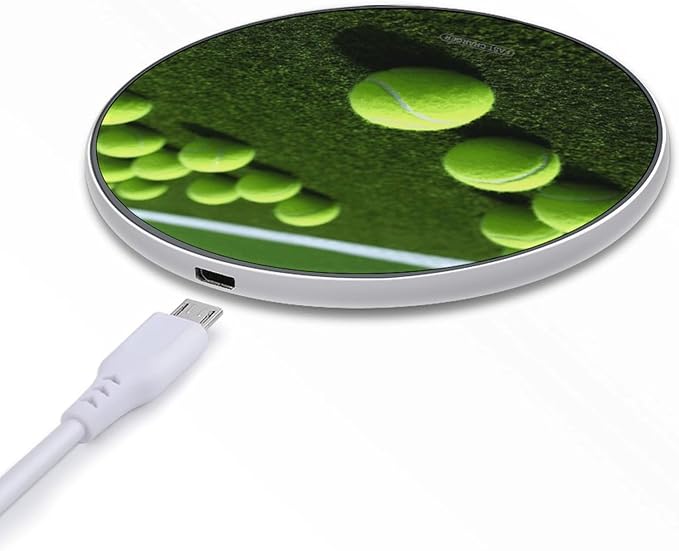 Tennis Balls on Tennis Grass Court Wireless Charger Fast Wireless Charging Pad with USB Cable 10W Anti-Slip Magnetic Wireless Charger Portable Slim Charger Puck Travel Charging Station