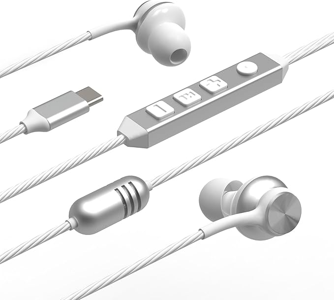 USB C Wired Gaming Earbuds in-Ear Headphones with Built-in DAC Sound Card Low-Latency 5 EQ Modes Vocal Enhancement &amp Microphone Compatible with iPhone 15/16 Series Samsung S22/S23/S24