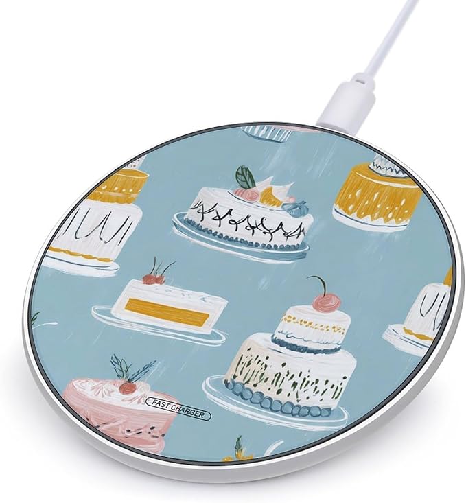 Colorful Cakes Dessert Fast Portable Charger 10W Funny Graphic Phone Charging Pad with USB Cable