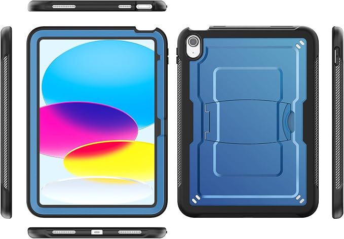 SEYMAC stock Case for iPad (A16) 11th/10th Generation 11''/10.9'' 2025/2022 with Built-in Screen Protector Shoulder Strap Built-in Kickstand Rugged Full Body Shockproof Protective Case Navy Blue