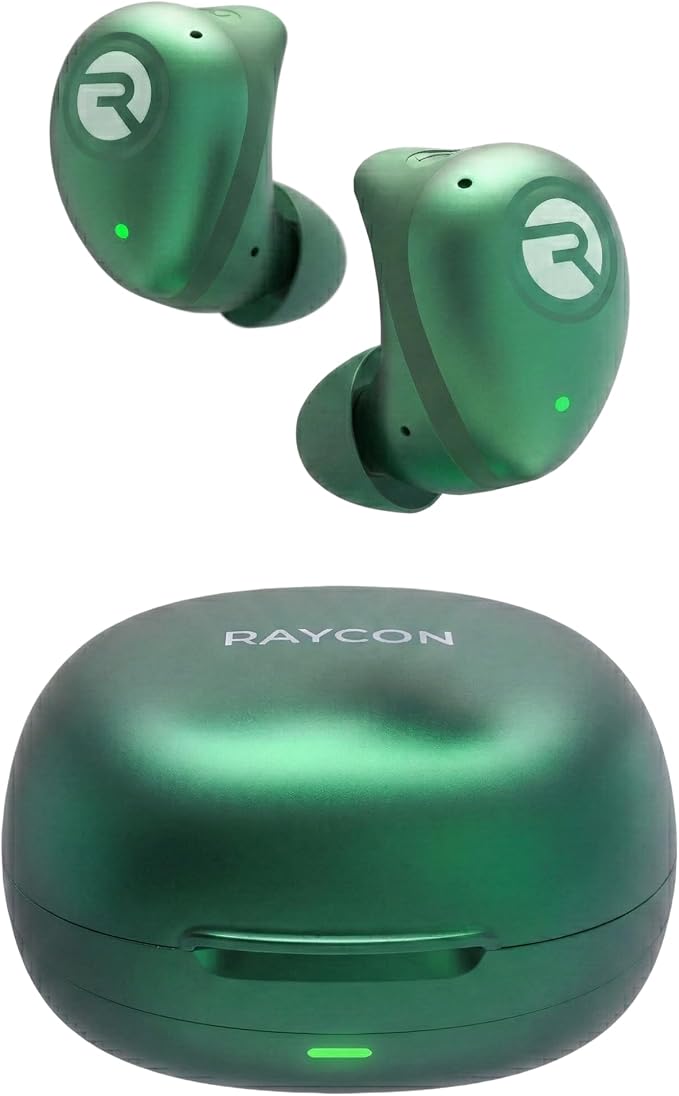 Raycon Fitness Bluetooth Wireless Earbuds + Microphone with Active Noise Canceling Sweat &amp Water-Resistant Earphones Running Headphones Ear Buds Wireless Bluetooth 56 Hours Playtime (Green)