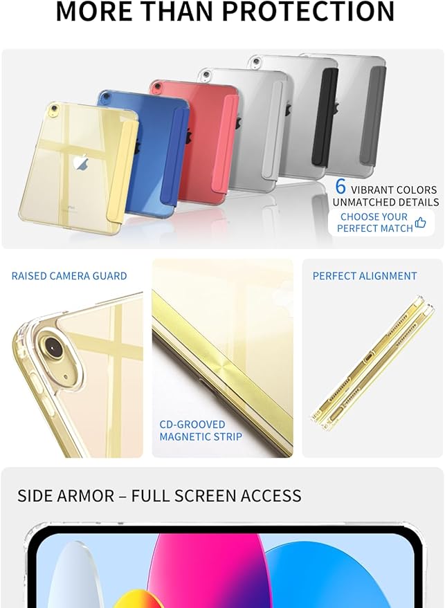 for iPad (A16) 11th/10th Generation Case(2025/2022) - Magnetic Detachable Portrait/Landscape Stand Cover with Hard Shell Back5 Standing AnglesAuto Wake/Sleep Slim &amp LightYellow