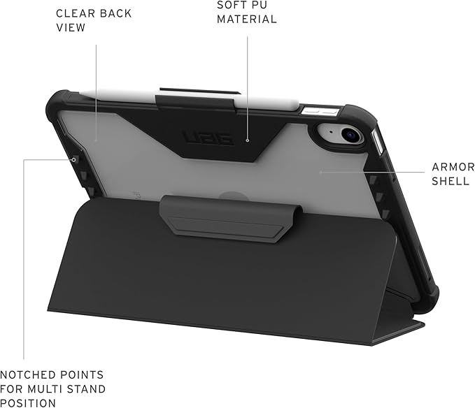 URBAN ARMOR GEAR UAG Designed for iPad A16 Case 11 11th Gen 2025 10.9 10th Gen 2022 (A3354 A3355) Plyo LT - Armor Shell Folio Cover with Adjustable Kickstand &amp Pencil Holder Ice/Black