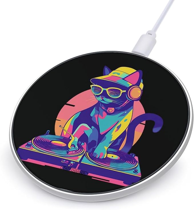 DJ Cat Vintage Neon Phone Charger Magnetic Charging Pad Anti-Slip with USB Cable