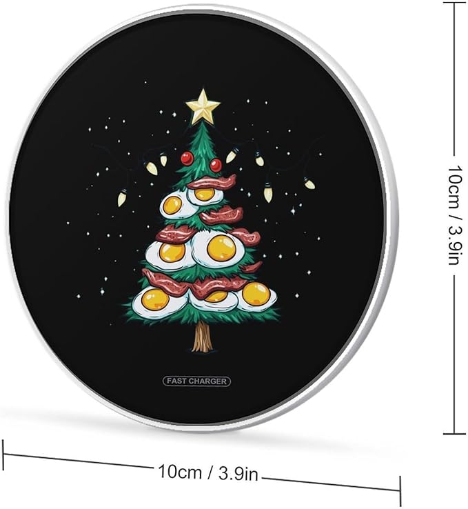 Bacon Christmas Tree Egg Wireless Charger Anti-Slip Wireless Charging Pad Slim Charger Mat for Men Women