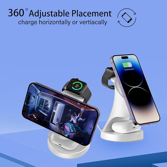 Wireless Charger3 in 1 Magnetic Wireless Charger Stand Fast Wireless Charging Dock for iPhone17/16/15/14/13/12 Series Apple Watch Series AirPods Pro.