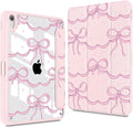 CISSOOK Case for iPad (A16) 11 inch (2025)iPad 10th Generation 10.9 inch (2022) with Pencil Holder Auto Wake/Sleep Premium Stand Case with Crystal Clear Hard Back TPU Shell Pink Bow