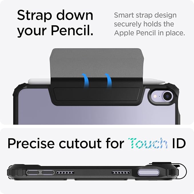Spigen for iPad mini 7 Case A17 Pro (2024) 8.3 Inch Ultra Hybrid Pro iPad mini 7th/6th Generation Case (2024/2021) w/Clear Transparent Back and Pencil Holder Black