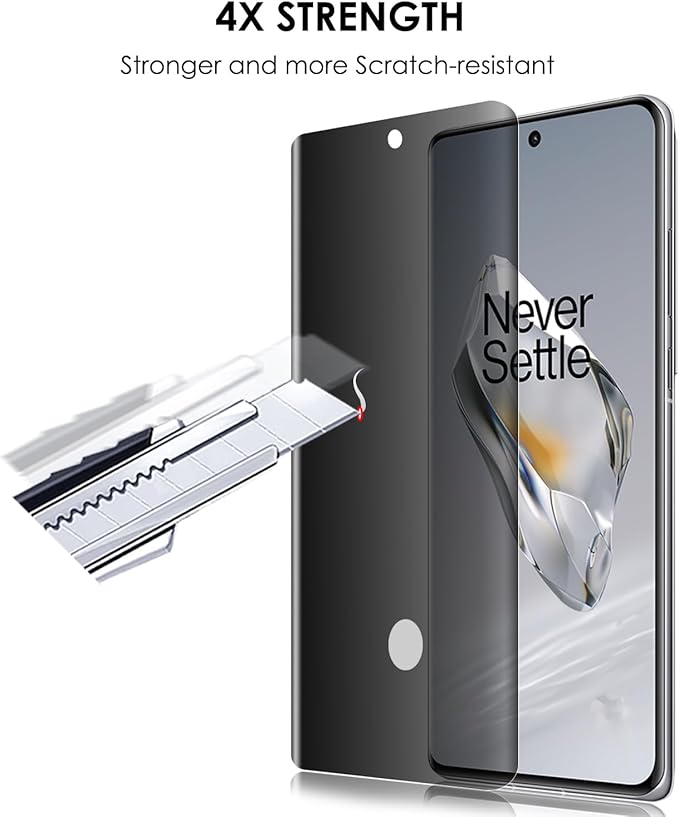 Privacy Screen Protector for OnePlus 12 Tempered Glass UV Set - 3 Pack Anti Spy 9H Hardness Scratch Resistant Fingerprint-ID Compatible Sensitive Touch