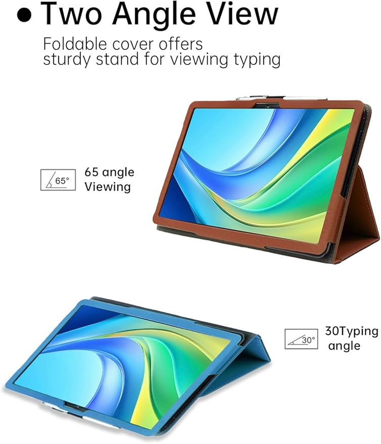 Case for DOOGEE Tab E3 Max Android 15 Smart Tablet 14 inchWUNIAK Premium Leather Business Folio Stand Cover for DOOGEE Tab E3 Max Android 15 Smart Tablet 14 inch with Hand Strap for TabletBrown