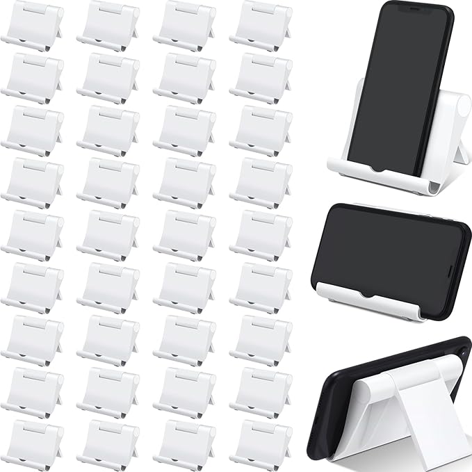 Wenqik 36 Pcs Cell Phone Stands Foldable Tablet Mobile Stand Adjustable Multi Angle Tablet Holder Compatible with Phone 15 14 13 12 11 Pro Xs Xs Max XR 8(White)