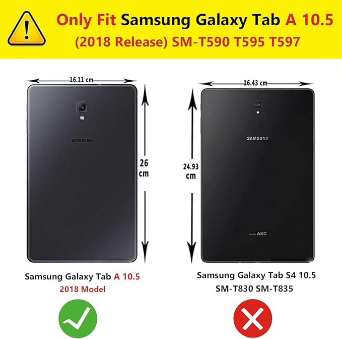 Case for Samsung Galaxy Tab A 10.5 2018 (SM-T590/T595/T597)Portable Heavy Duty Dropproof Protective Cover Case with 360 Rotating StandHandle &amp Shoulder StrapStylus Pen (New Black)