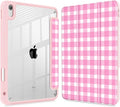 Case for iPad (A16) 11th Generation 11 Inch (2025) iPad 10th Generation 10.9 Inch (2022) Shockproof Cover with Clear Transparent Back Shell &amp Pencil Holder Pink Plaid