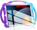 TopEsct Kids Case for iPad 10.2 inch - Shockproof Silicone Cover with Tempered Glass Screen Protector and Strap - Compatible with iPad 9th/8th/7th Gen (2021) (Purple and Turquoise)