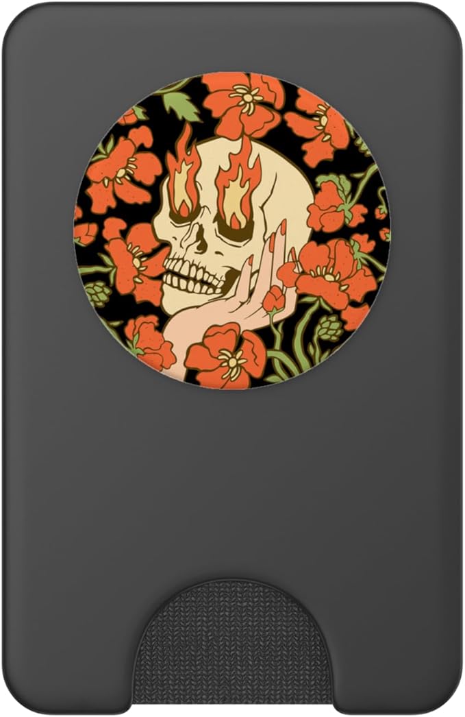 PopSockets Skull &amp Goth Phone Grip &amp Stand - Skull Flowers PopSockets PopWallet for MagSafe