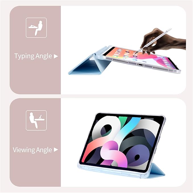Cute Kawaii Black Bow for iPad Pro 11 Inch Case (M5/M4) 2025/2024 with Pencil Holder Auto Sleep/Wake Blue Leather Soft TPU Back Cover